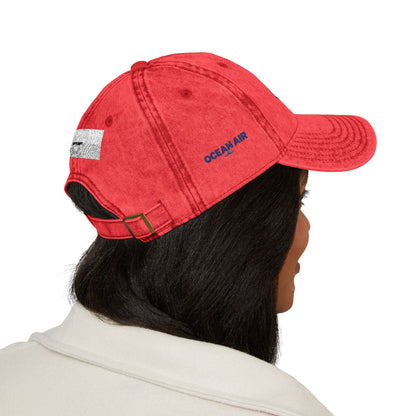 Vintage Embroidered Beach House Cap — Washed Red Dad Hat