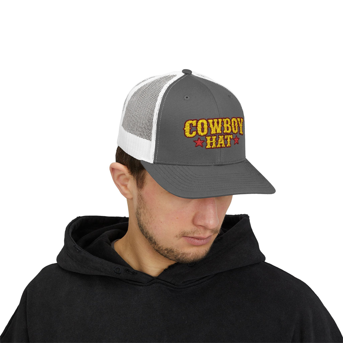 Cowboy Hat Snapback Trucker Cap – Western Rodeo Mesh Back Hat