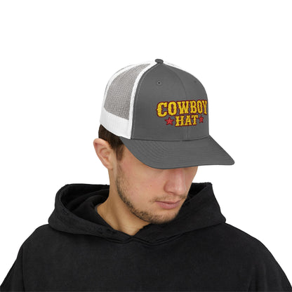 Cowboy Hat Snapback Trucker Cap – Western Rodeo Mesh Back Hat