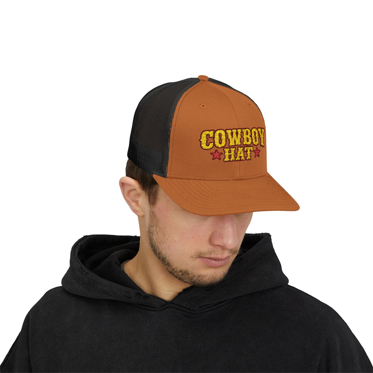 Cowboy Hat Snapback Trucker Cap – Western Rodeo Mesh Back Hat