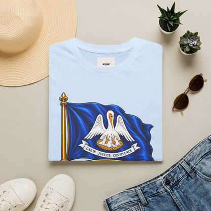 Louisiana State Flag T-Shirt — Pelican Emblem "Union, Justice & Confidence" Tee