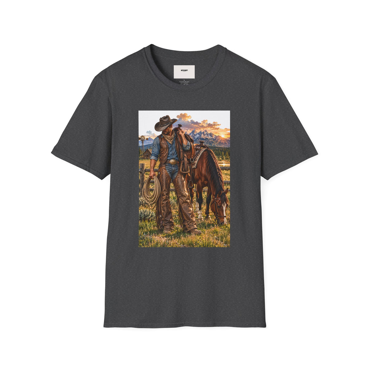 Cowboy Sunset T-Shirt — Western Ranch Horse Graphic