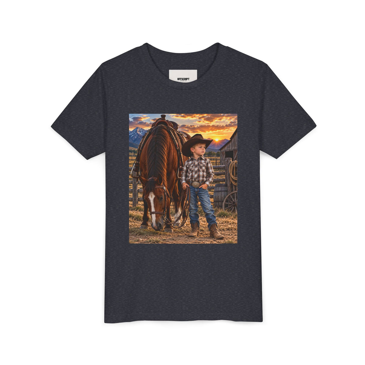 Youth Western Cowboy Tee — Little Cowboy & Horse Graphic Shirt