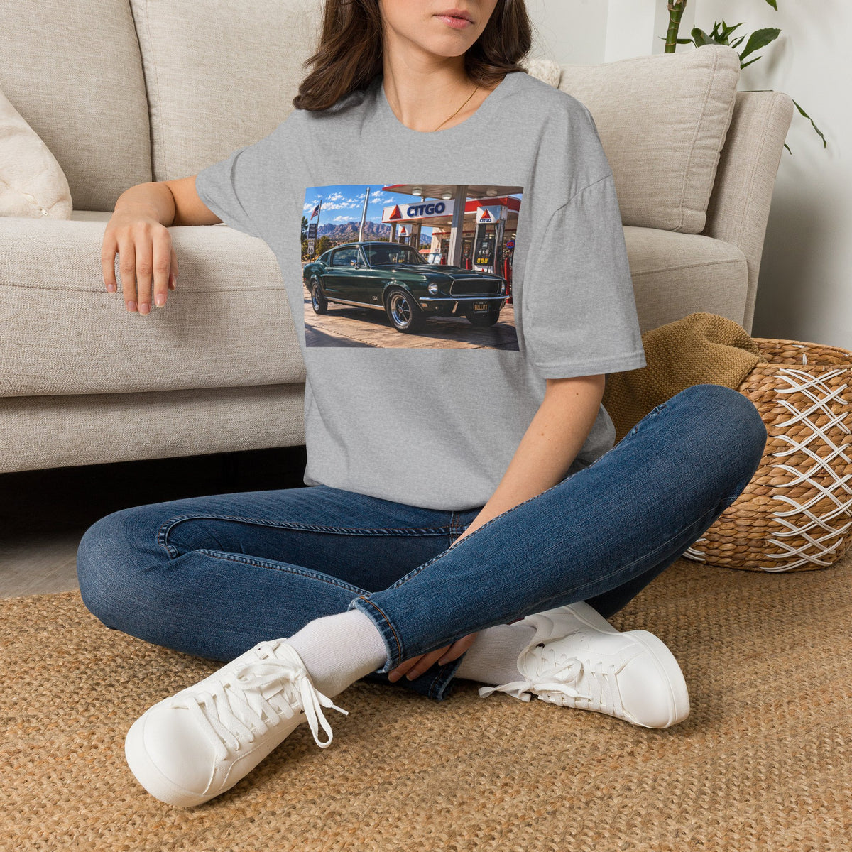 Classic Mustang Gas Station Tee — Retro Muscle Car T-Shirt