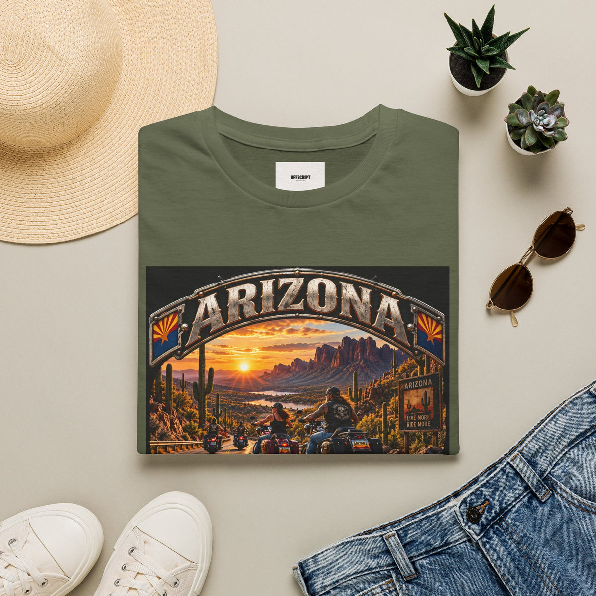 Arizona Bike Week Sunset T-Shirt — Vintage Motorcycle Desert Road Tee