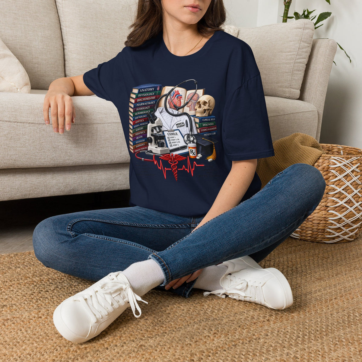 Medical Student Study Stack T‑Shirt — Anatomy, Physiology & USMLE Prep Design