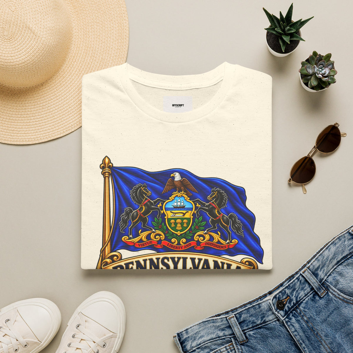 Pennsylvania Flag T‑Shirt — Vintage State Crest Tee