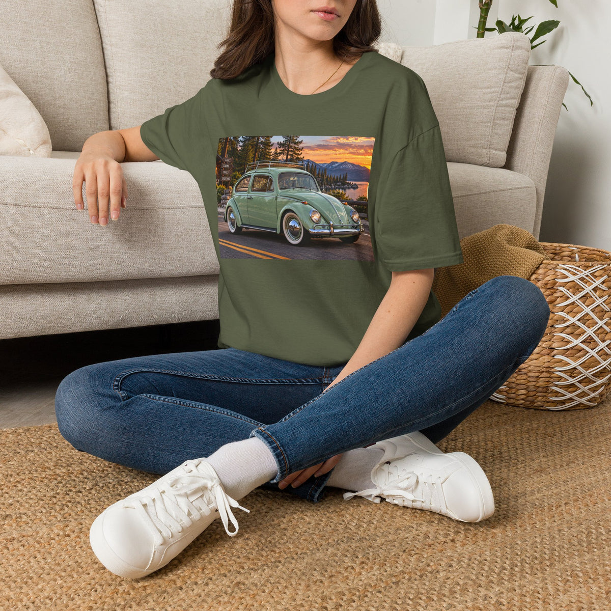 Classic VW Beetle Sunset T-Shirt — Vintage Car Lover Tee