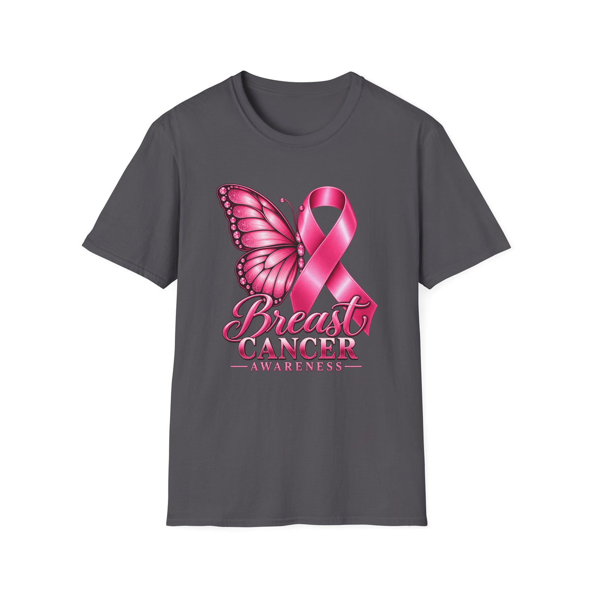 Pink Ribbon Butterfly Breast Cancer Awareness T-Shirt | Support Ribbon Tee