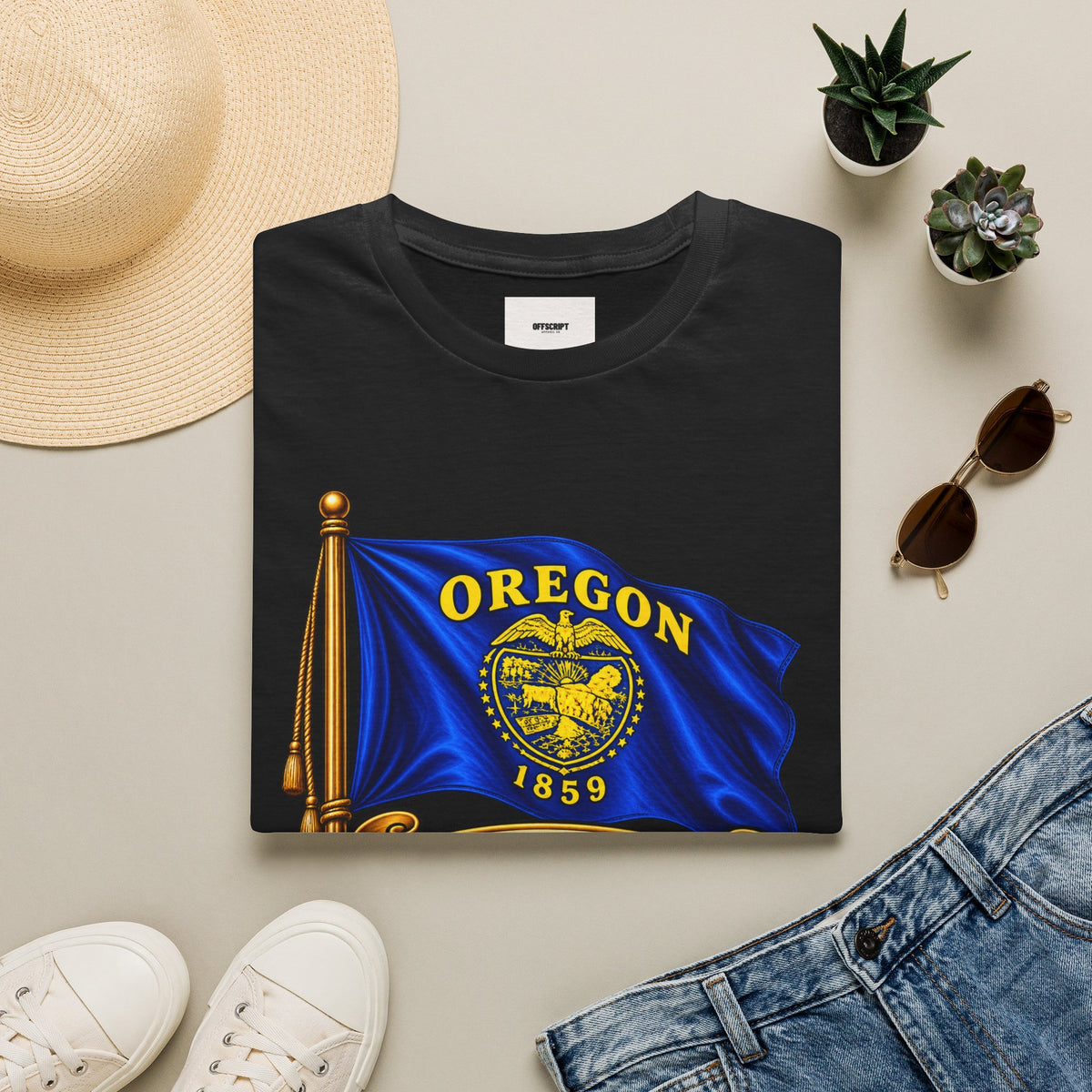 Oregon State Flag T-Shirt — 'Allis Volat Propria' Vintage Banner Tee