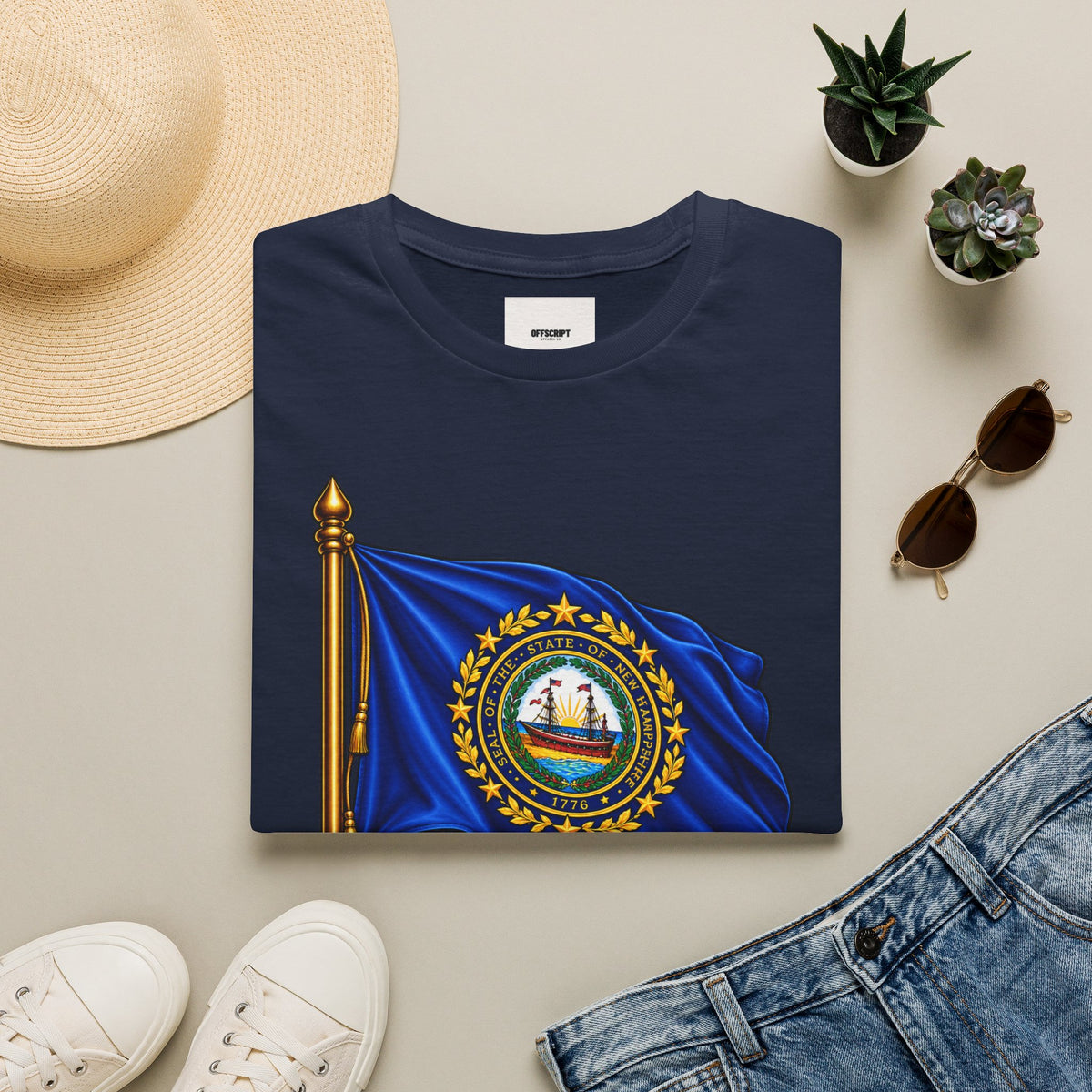 New Hampshire Flag T-Shirt — "Live Free or Die" State Pride Tee
