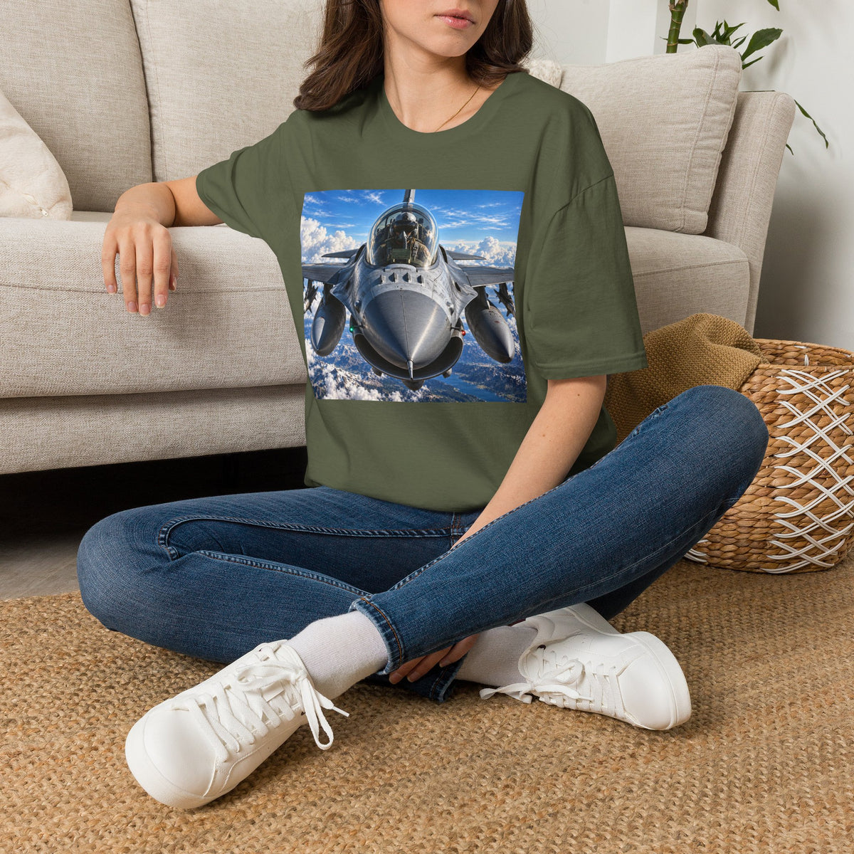 Fighter Jet Front View Tee — Military Aviation Pilot T-Shirt