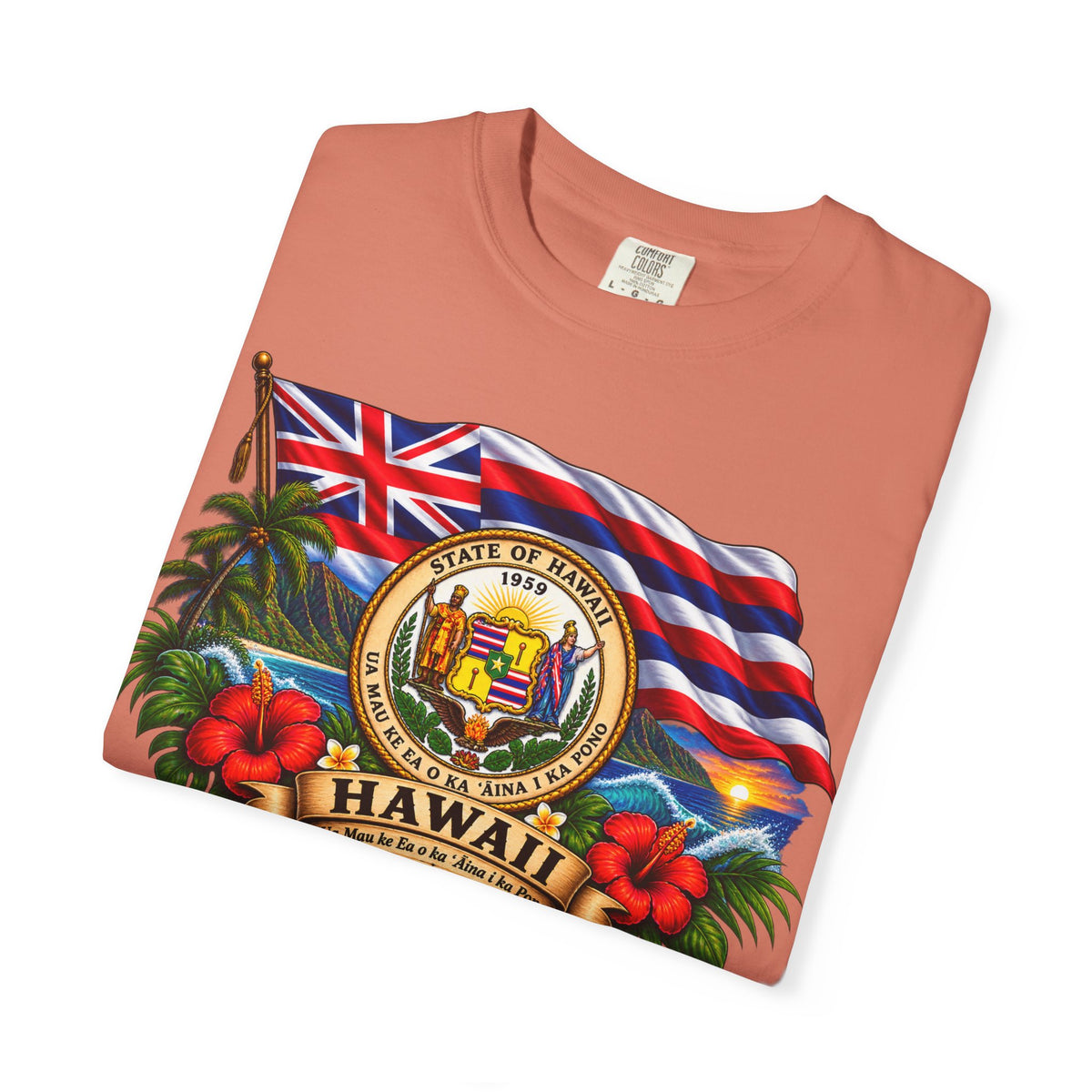 Hawaii State Seal Tee — Vintage Hawaiian Flag & Hibiscus T-Shirt