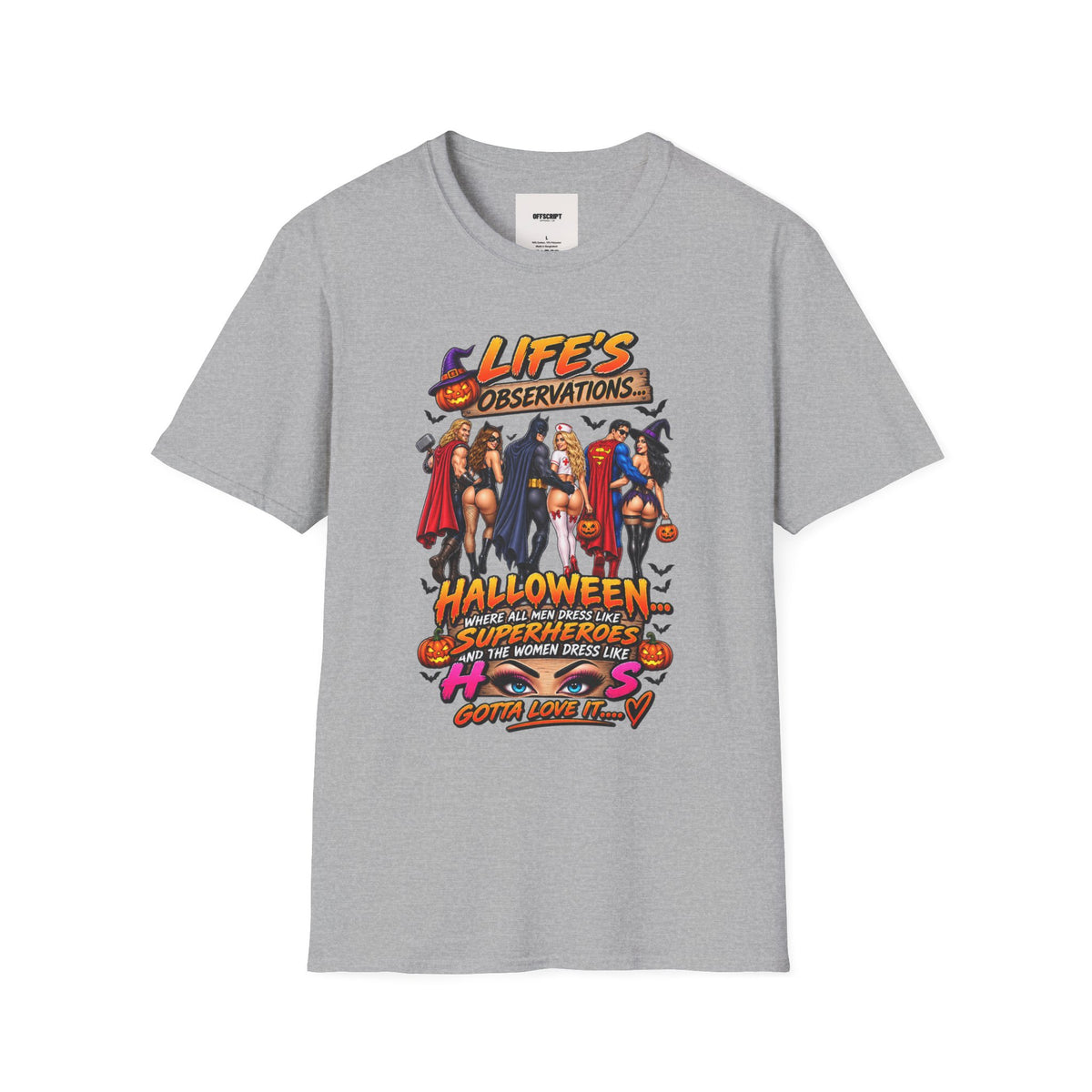 Halloween Superhero Pinup T-Shirt — "Life's Observations" Graphic Tee