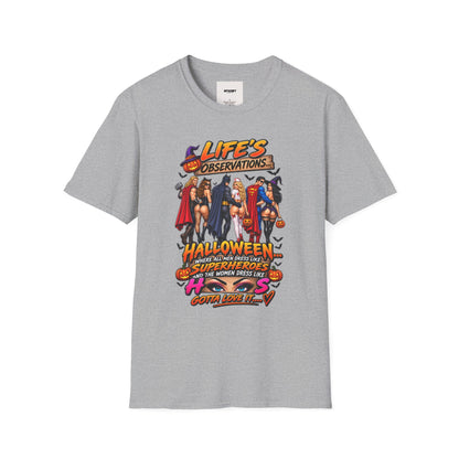 Halloween Superhero Pinup T-Shirt — "Life's Observations" Graphic Tee