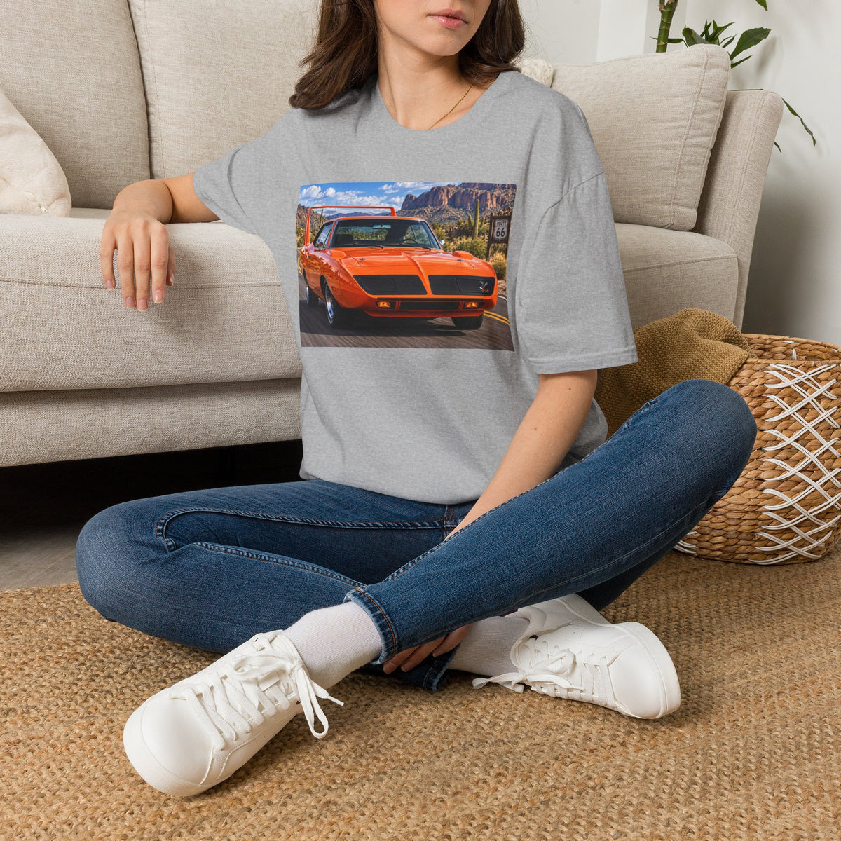 Classic Orange Muscle Car T-Shirt — Route 66 Roadtrip Tee