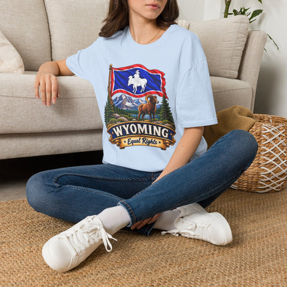 Wyoming Flag T-Shirt — Cowboy & Bison Mountain Scenic Tee