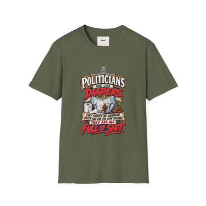 T-Shirt — 'Politicians Are Like Diapers' Funny Political Graphic Tee