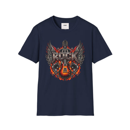 Rock Wings T‑Shirt — Vintage Guitar Flame Graphic Tee for Music Lovers