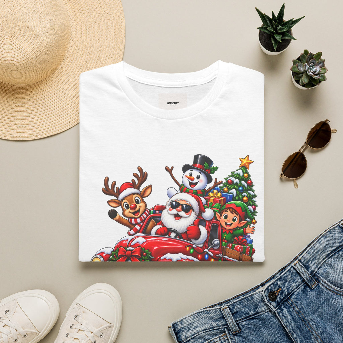 Christmas Crew T‑Shirt — Santa, Reindeer & Snowman Holiday Tee