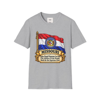 Missouri Flag T‑Shirt — State Seal & Motto Folded Flag Tee