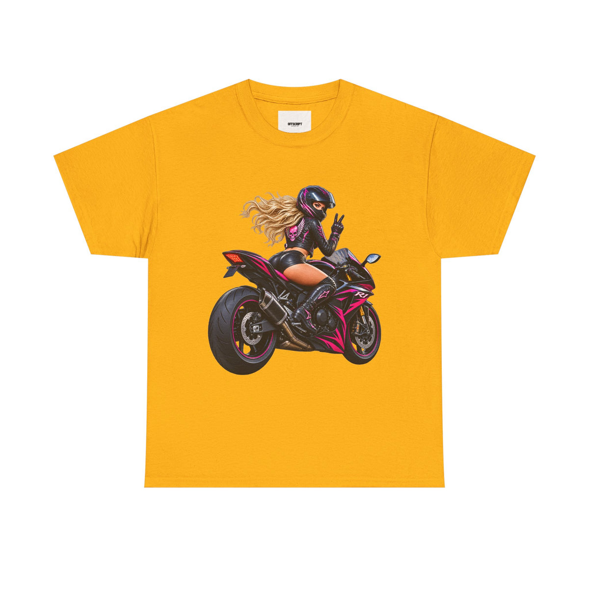 Motorcycle Girl Tee — Feminine Sportbike Rider Graphic Shirt
