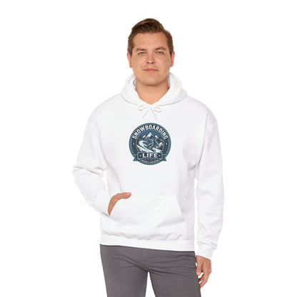 Snowboarding Hoodie – "Snowboarding Life" Graphic Pullover with Backboarder Illustration