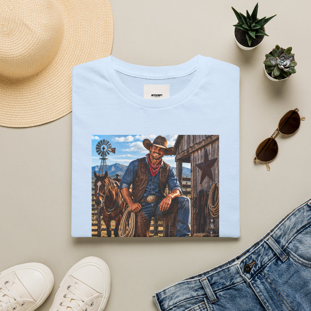 Cowboy Graphic T-Shirt — “Save a Horse, Ride a Cowboy” Western Tee