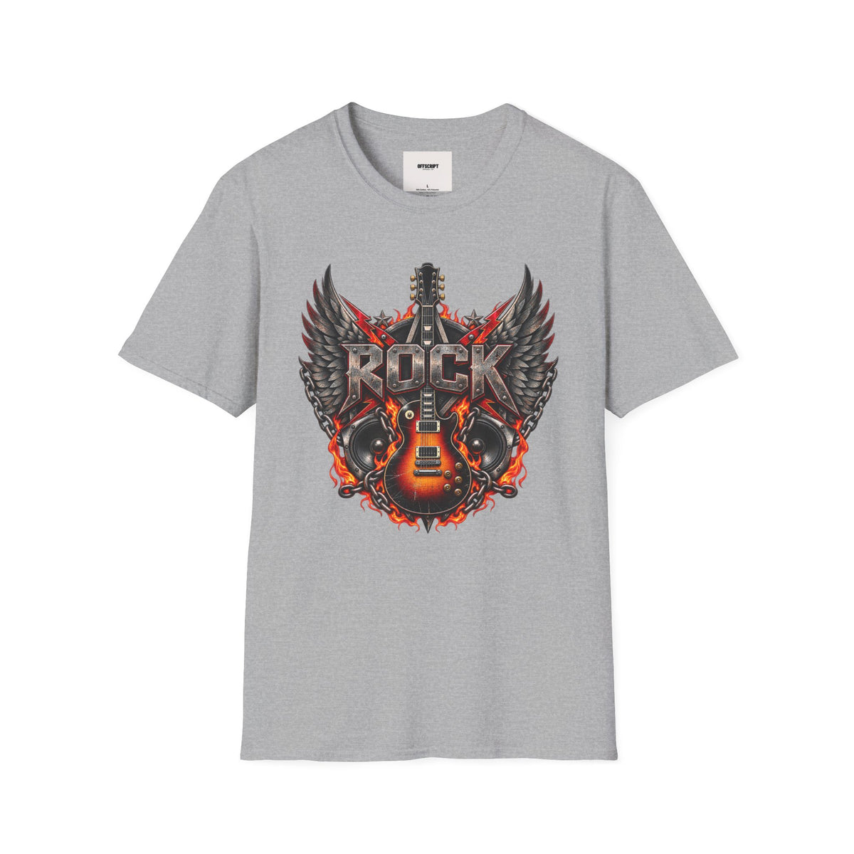 Rock Wings T‑Shirt — Vintage Guitar Flame Graphic Tee for Music Lovers