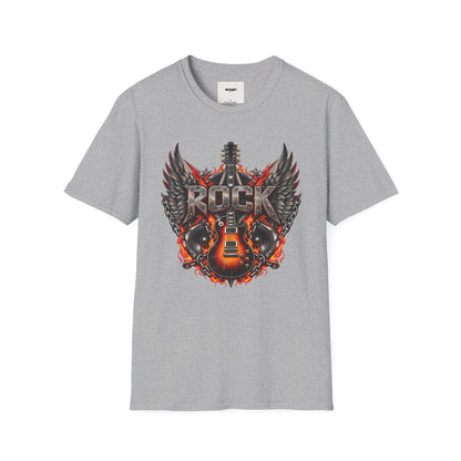 Rock Wings T‑Shirt — Vintage Guitar Flame Graphic Tee for Music Lovers