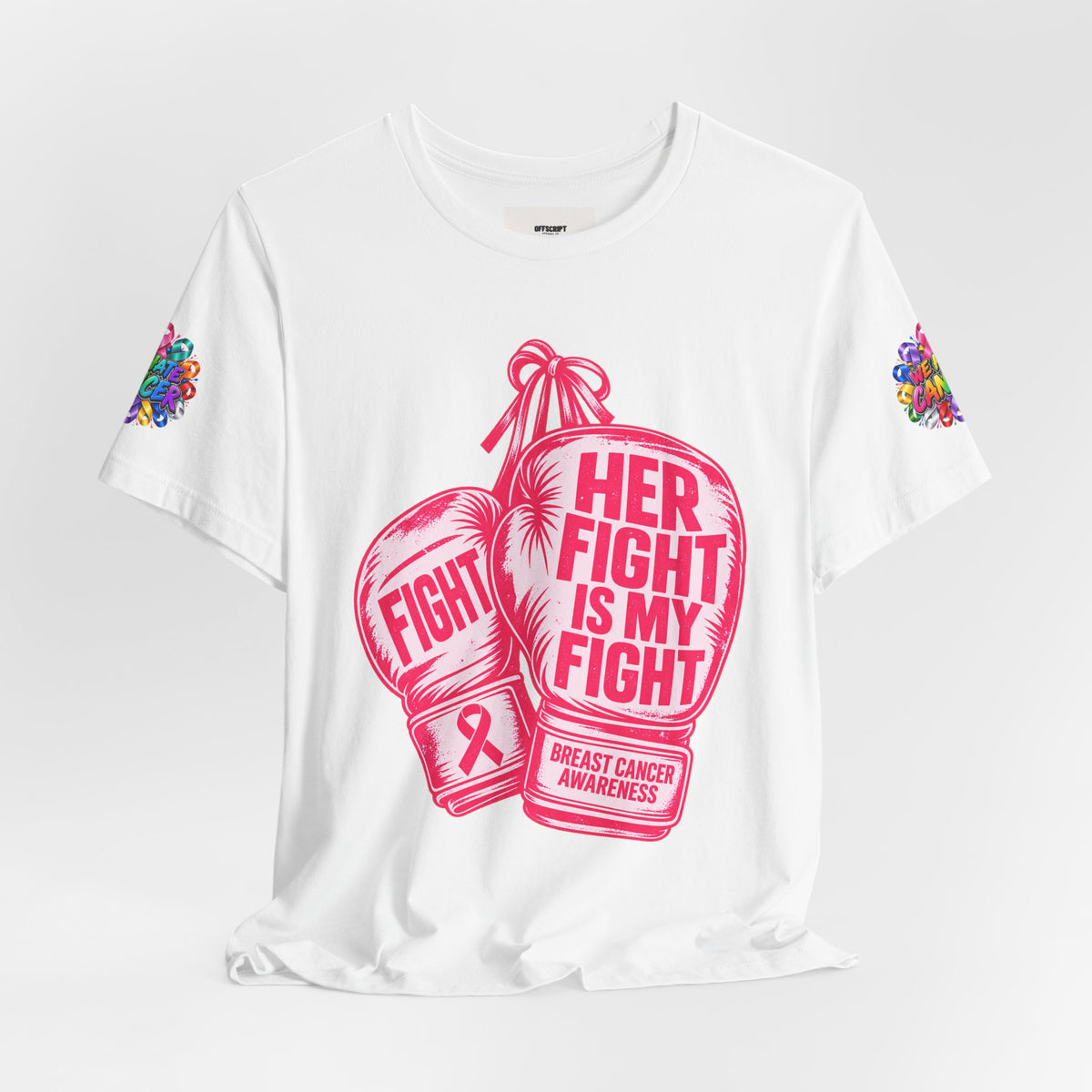 Breast Cancer Awareness Tee – “Her Fight Is My Fight” Boxing Gloves T-Shirt