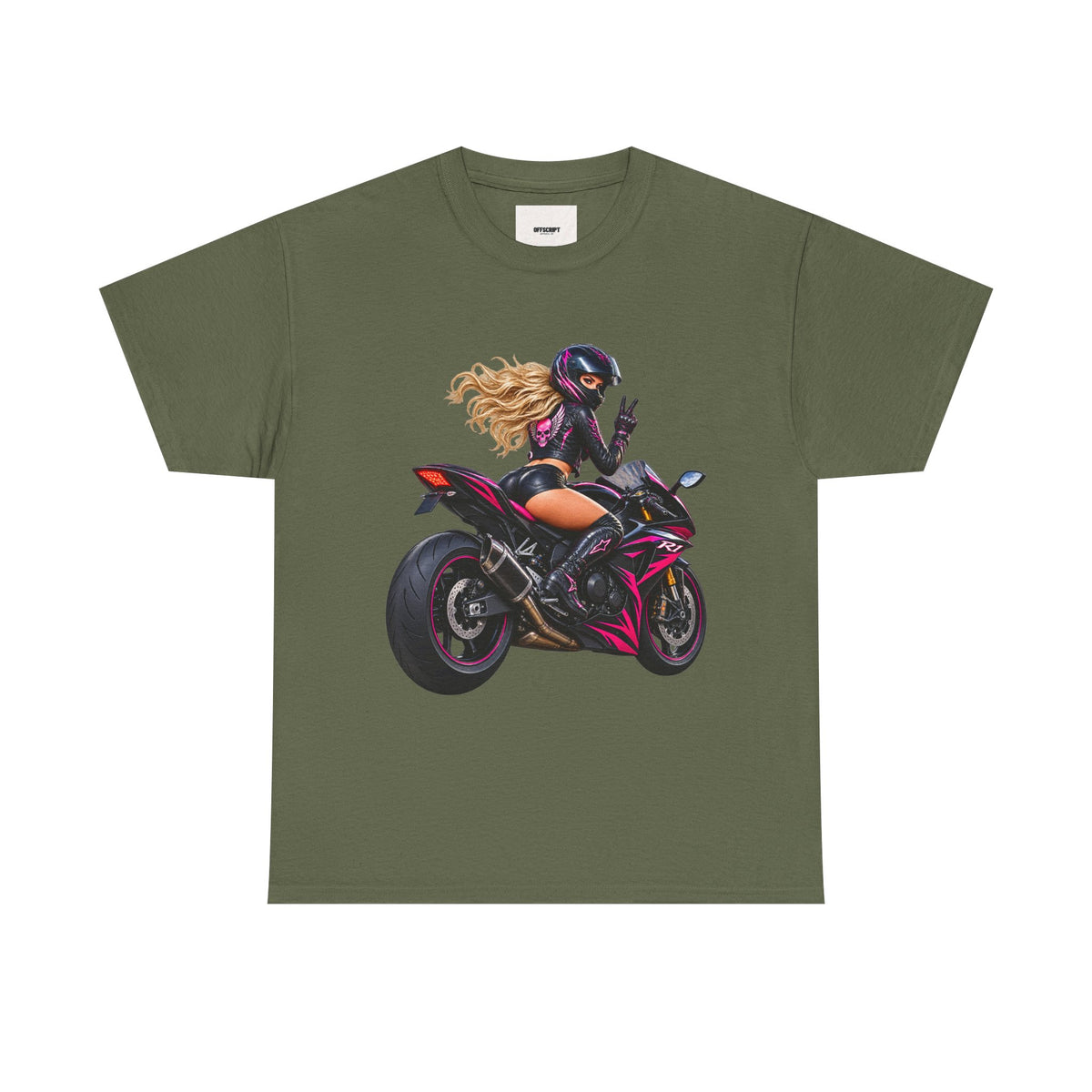 Motorcycle Girl Tee — Feminine Sportbike Rider Graphic Shirt