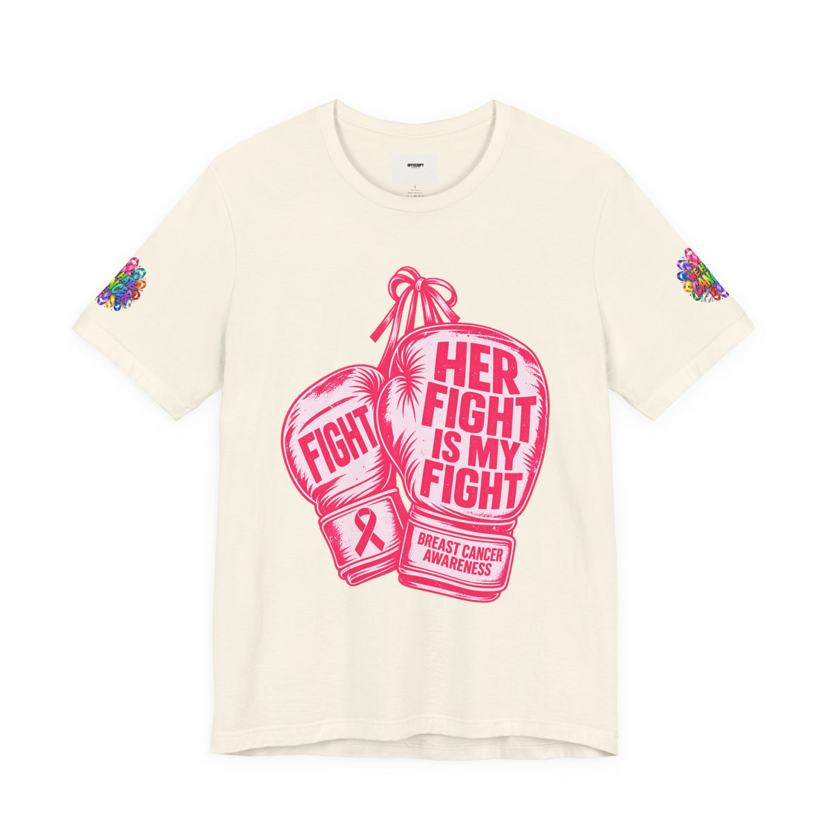 Breast Cancer Awareness Tee – “Her Fight Is My Fight” Boxing Gloves T-Shirt