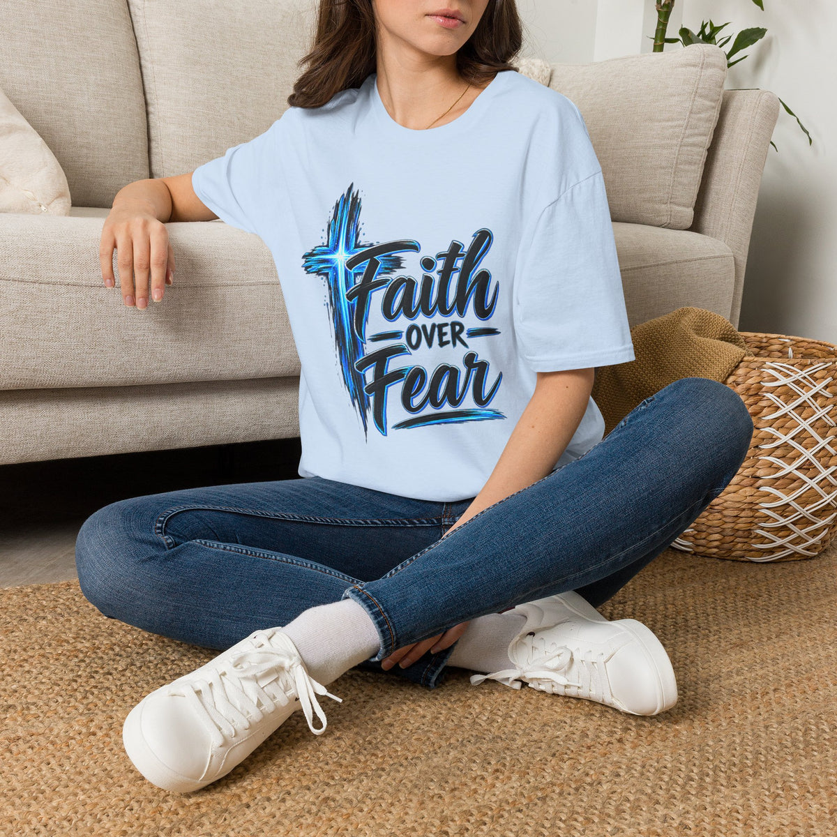 Faith Over Fear T‑Shirt — Christian Cross Inspirational Graphic Tee