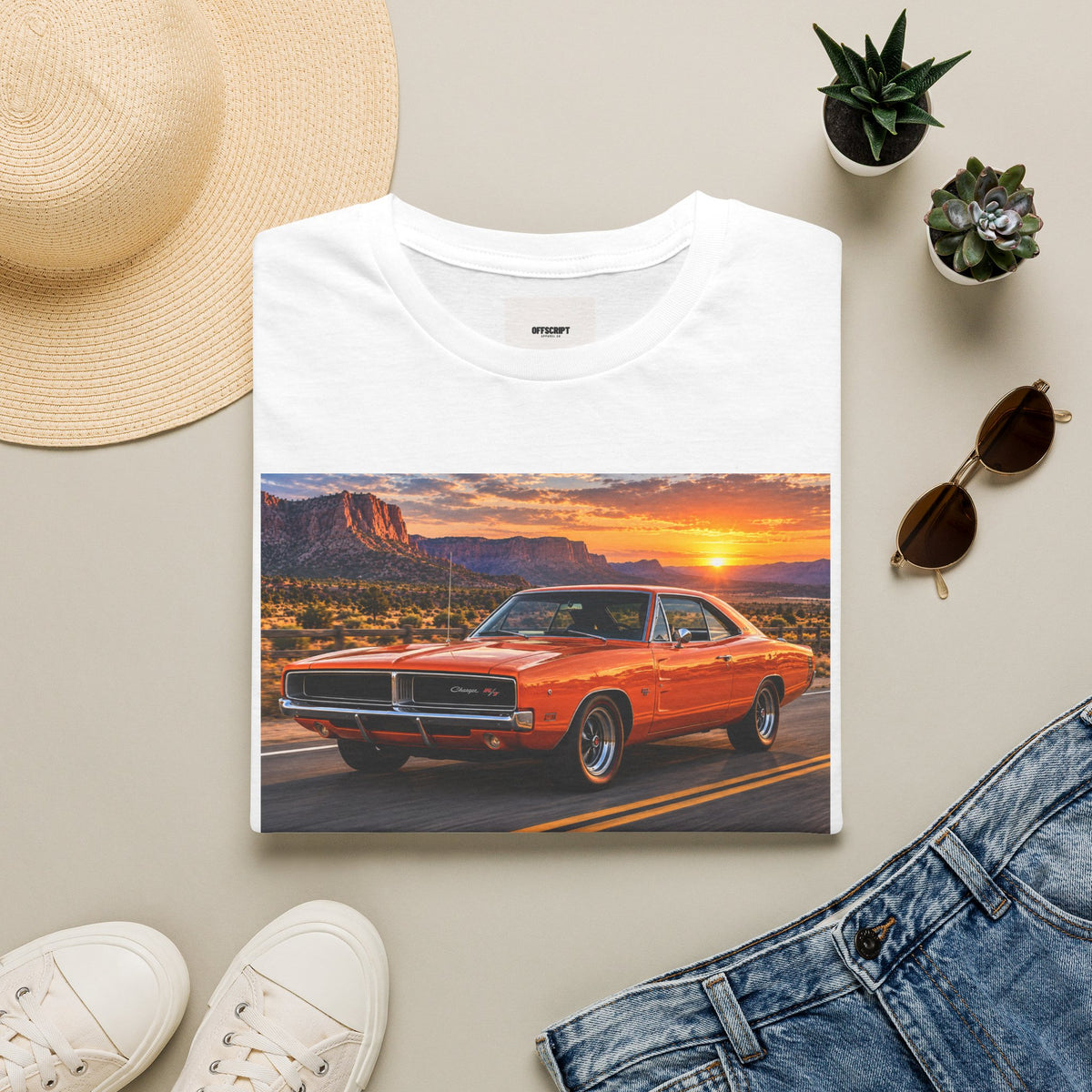 Classic Muscle Car Sunset T-Shirt