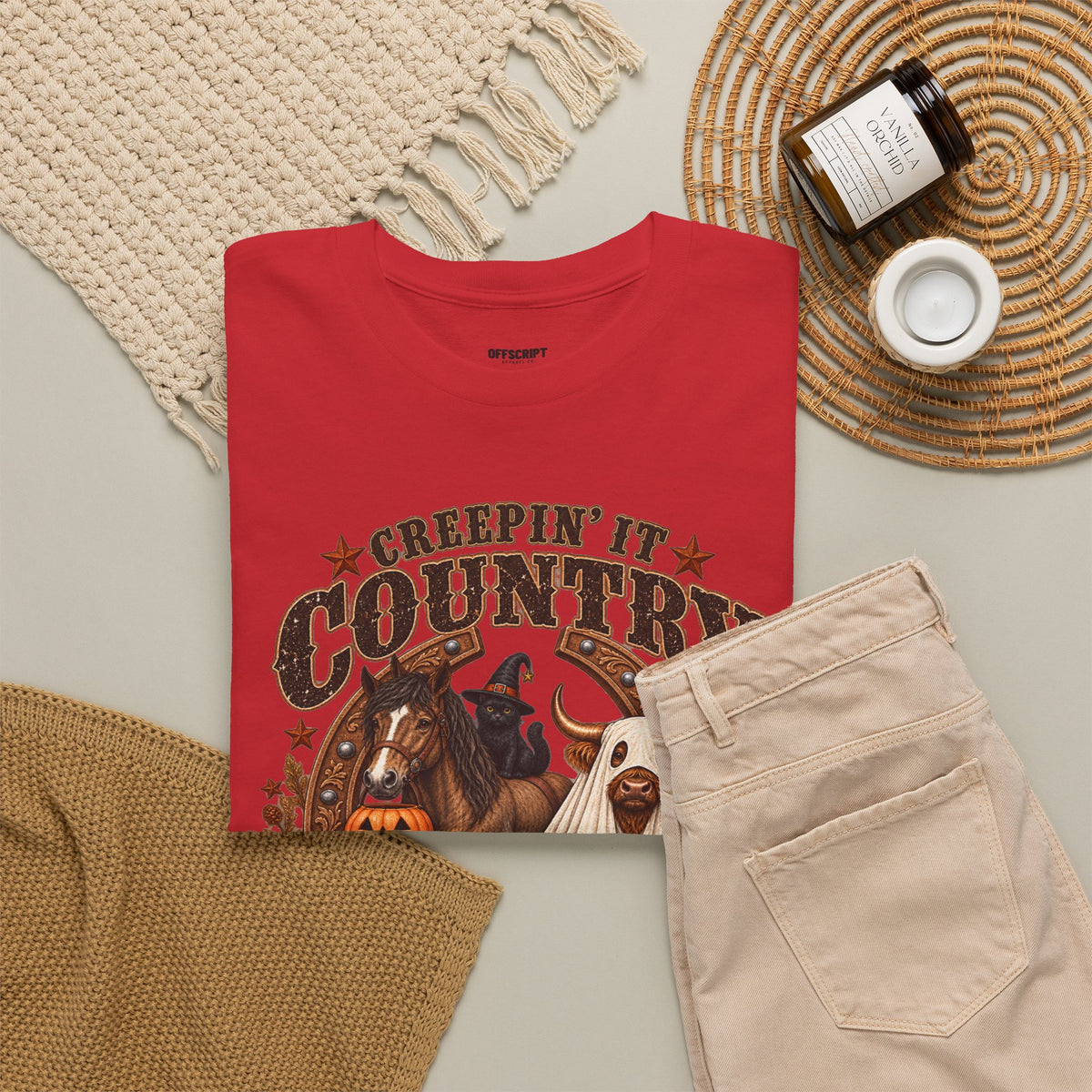 Country Halloween Tee — "Keepin' It Country Boo Y'all" Farm Animal Pumpkin T-Shirt