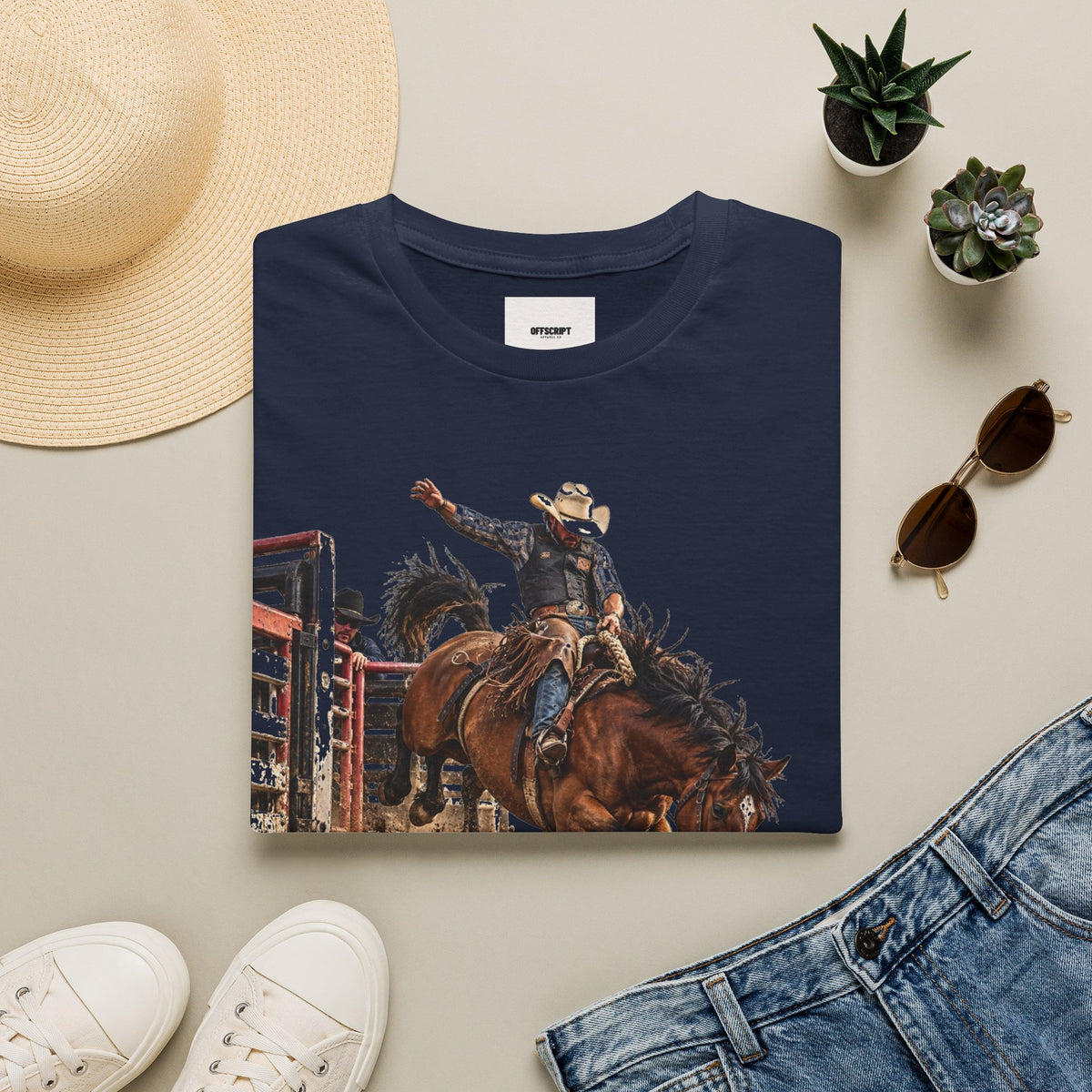 Rodeo Bucking Horse T-Shirt — 'Roping for Eight' Western Cowboy Shirt