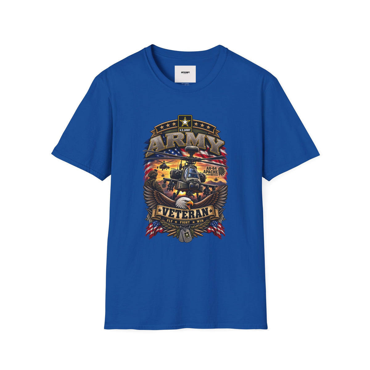 Army Veteran AH-64 Apache T-Shirt — Patriotic Military Helicopter Tee