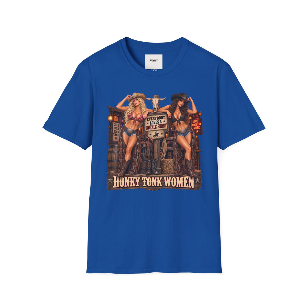 Cowgirl Pinup T-Shirt — "Bunny Tonk Women" Western Graphic Tee