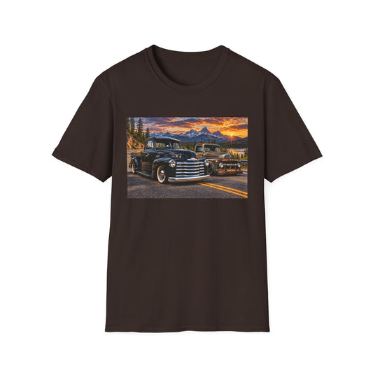 Classic Chevy Pickup T-Shirt — Vintage Truck Sunset Road Design