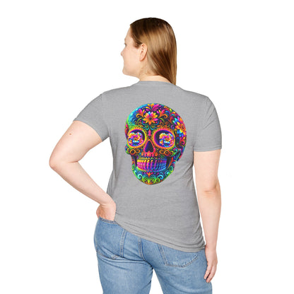 Sugar Skull T-Shirt — Colorful Day of the Dead Floral Skull Tee