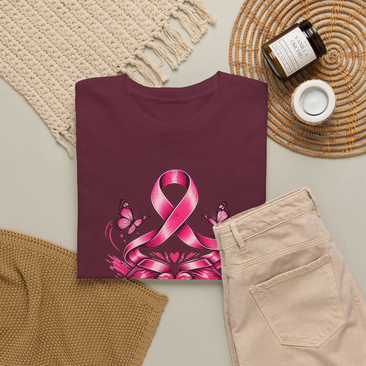 T-Shirt — Her Fight Our Strength Pink Ribbon Breast Cancer Awareness Tee