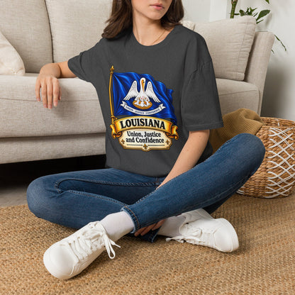 Louisiana State Flag T-Shirt — Pelican Emblem "Union, Justice & Confidence" Tee