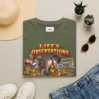 Life's Observations Farmers Market T-Shirt — Funny Donkey Produce Graphic Tee