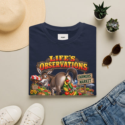 Life's Observations Farmers Market T-Shirt — Funny Donkey Produce Graphic Tee