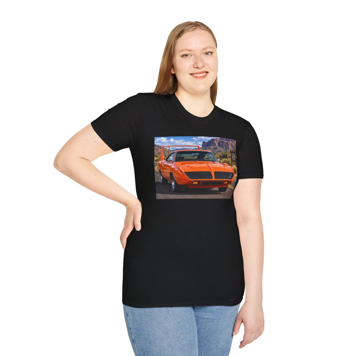 Classic Orange Muscle Car T-Shirt — Route 66 Roadtrip Tee
