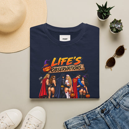 Halloween Superhero Pinup T-Shirt — "Life's Observations" Graphic Tee