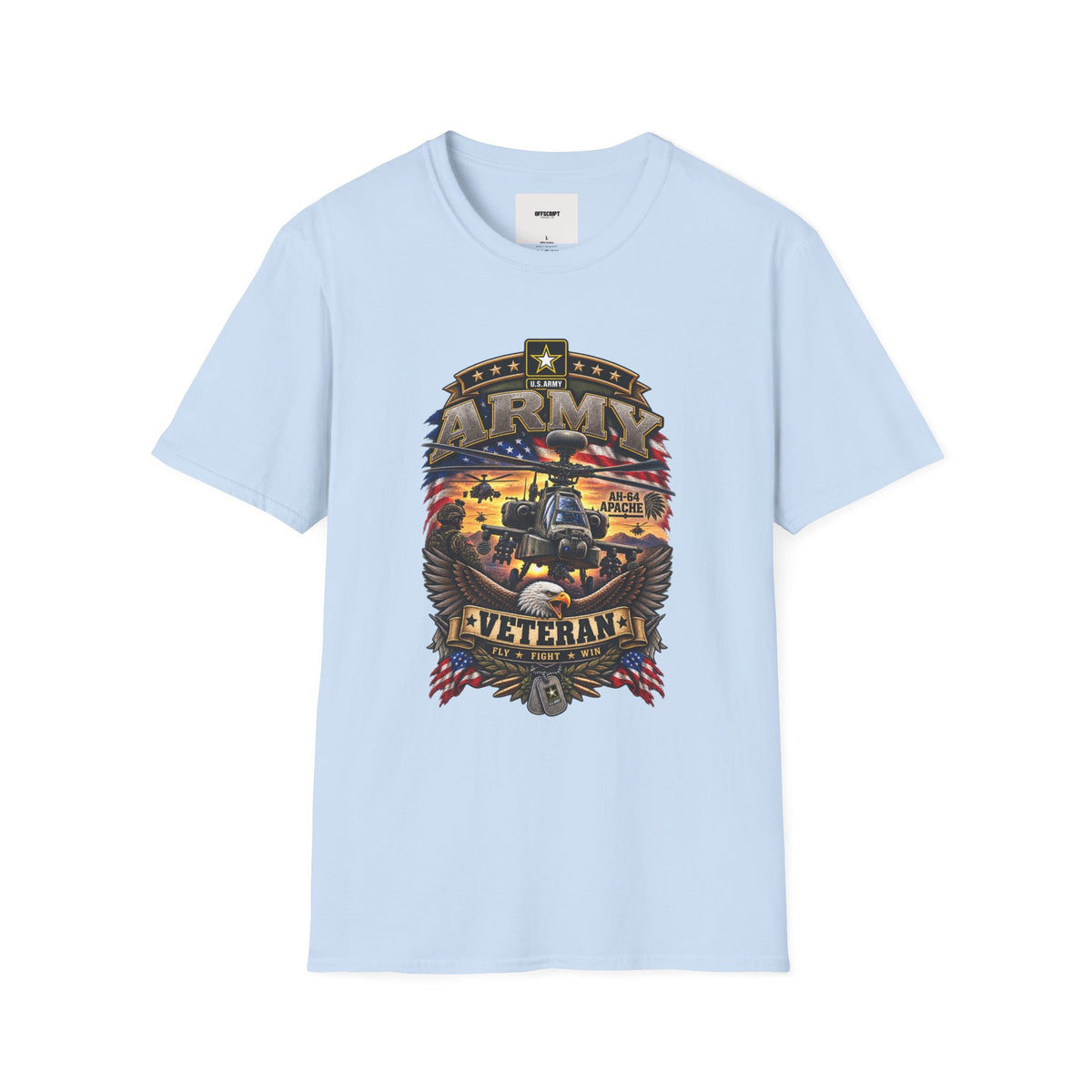 Army Veteran AH-64 Apache T-Shirt — Patriotic Military Helicopter Tee