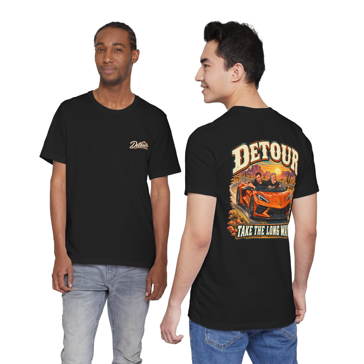 Detour Graphic Tee — 'Detour: Take the Long Way' Vintage Road Trip T‑Shirt