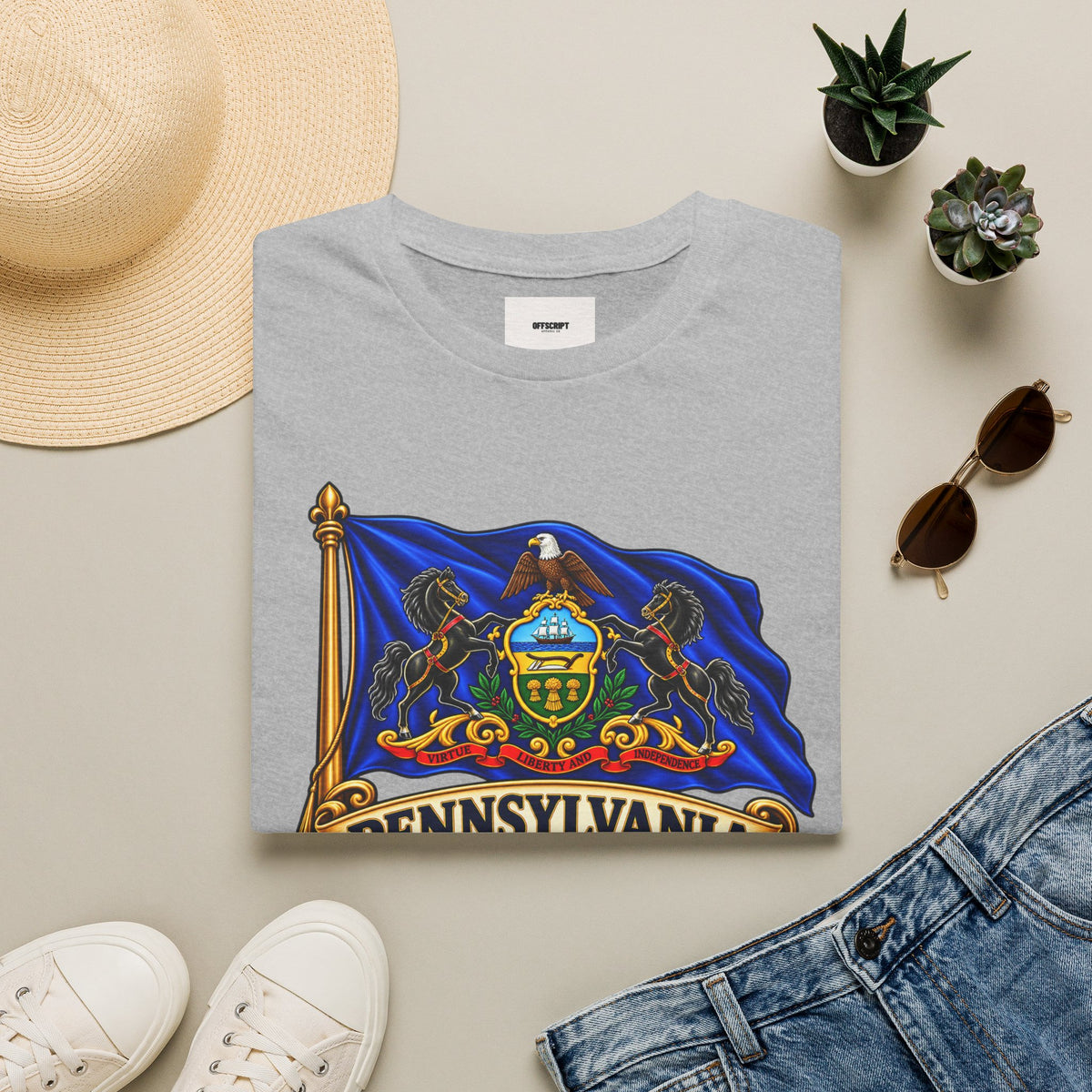 Pennsylvania Flag T‑Shirt — Vintage State Crest Tee